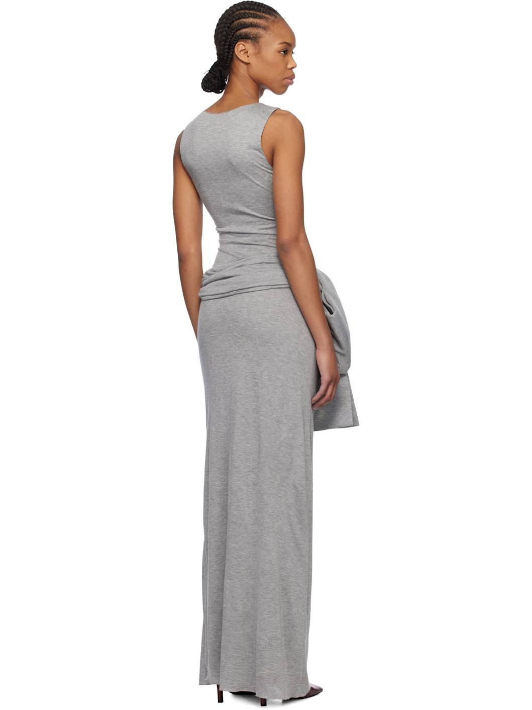 Gray Oversized Bow Maxi Dress - 3