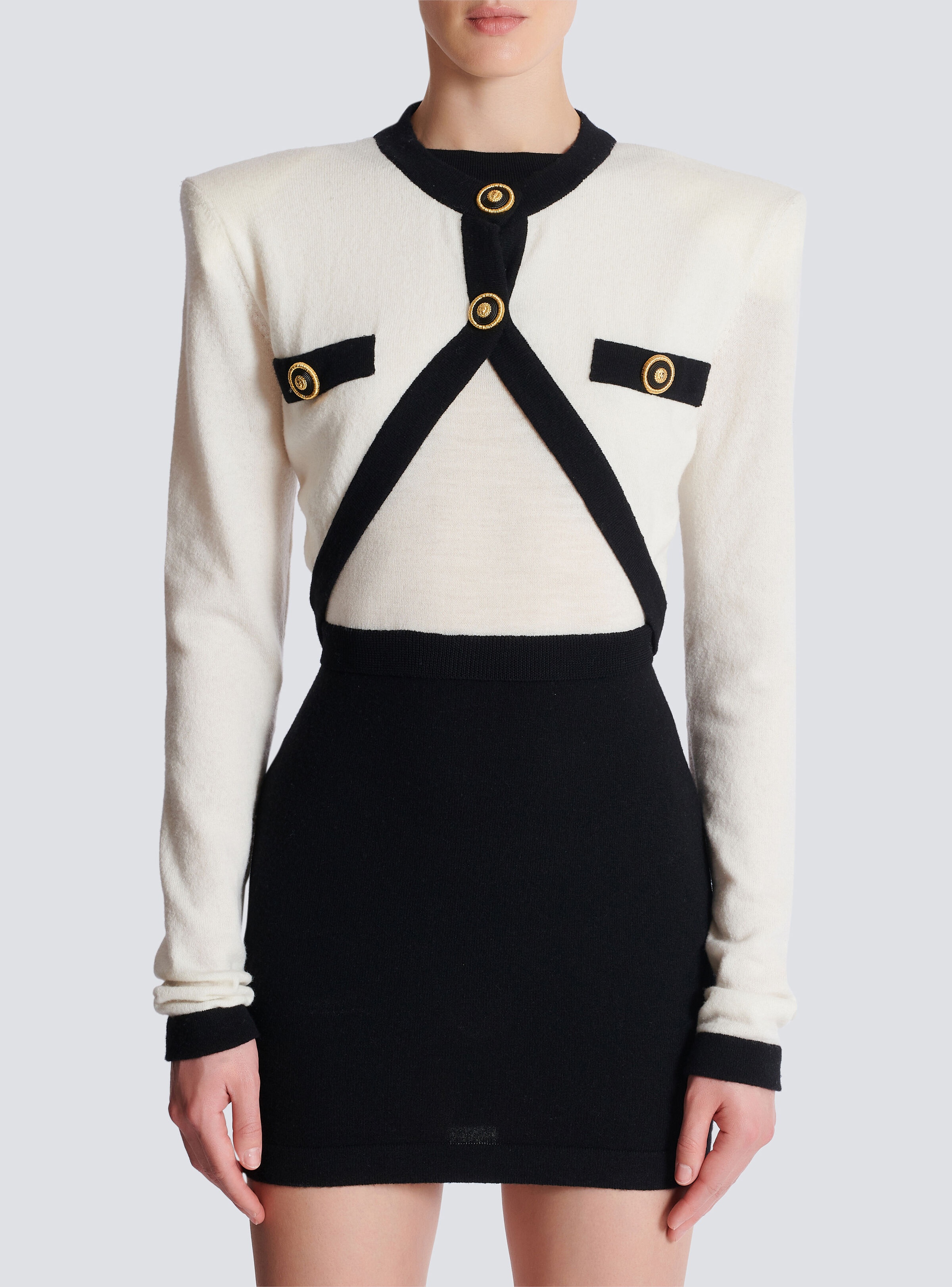 2-tone knit dress with faux waistcoat design - 5