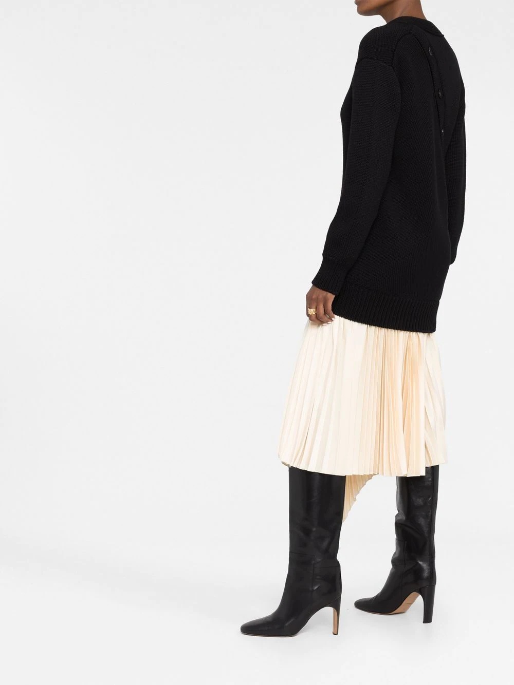 asymmetric button wool cardigan - 4