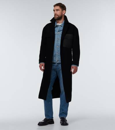 Valentino Leather-trimmed wool overcoat outlook