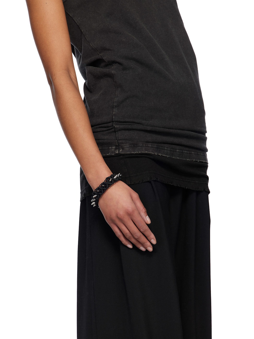 Black Handmade Studded Noeud Bracelet - 3