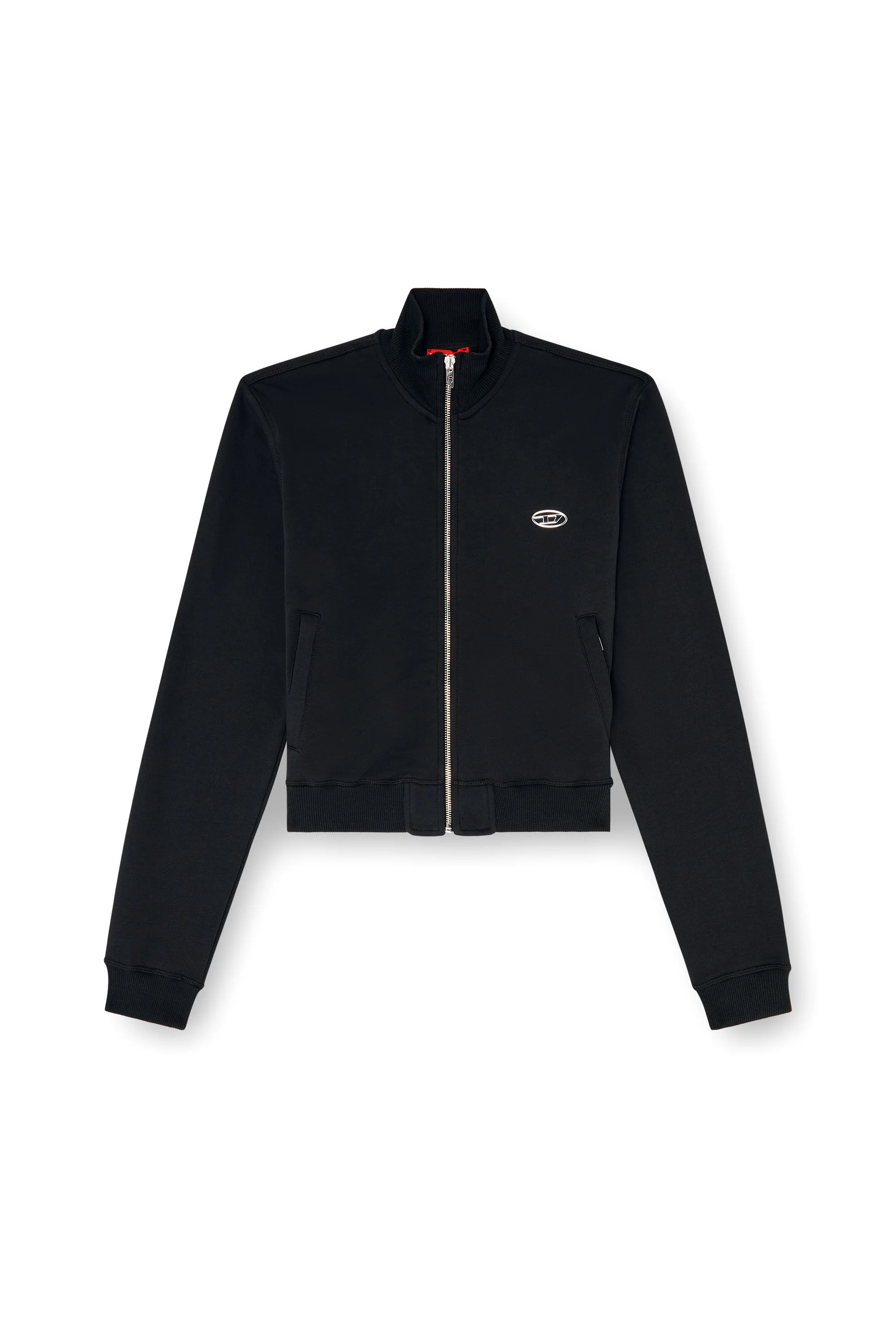 ZIPPED SWEATSHIRT WITH SILVER OVAL D - 1