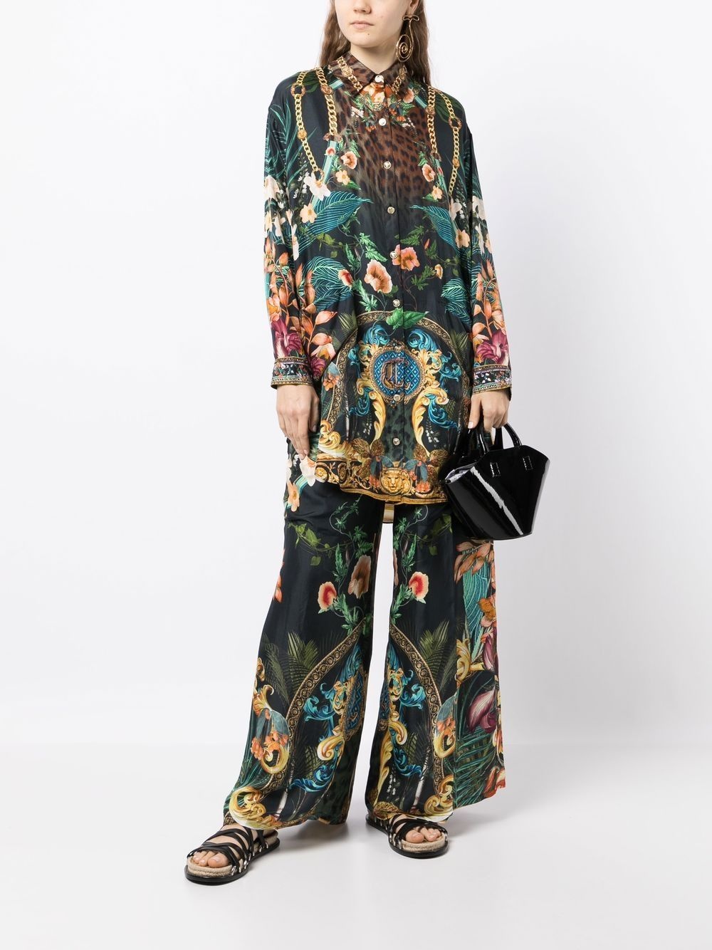 graphic-print wide-leg trousers - 2