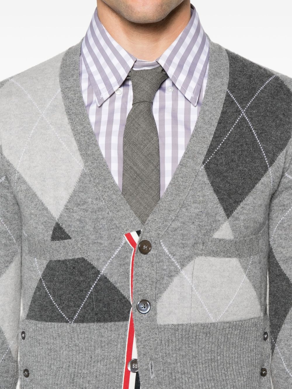 argyle-pattern cashmere cardigan - 5