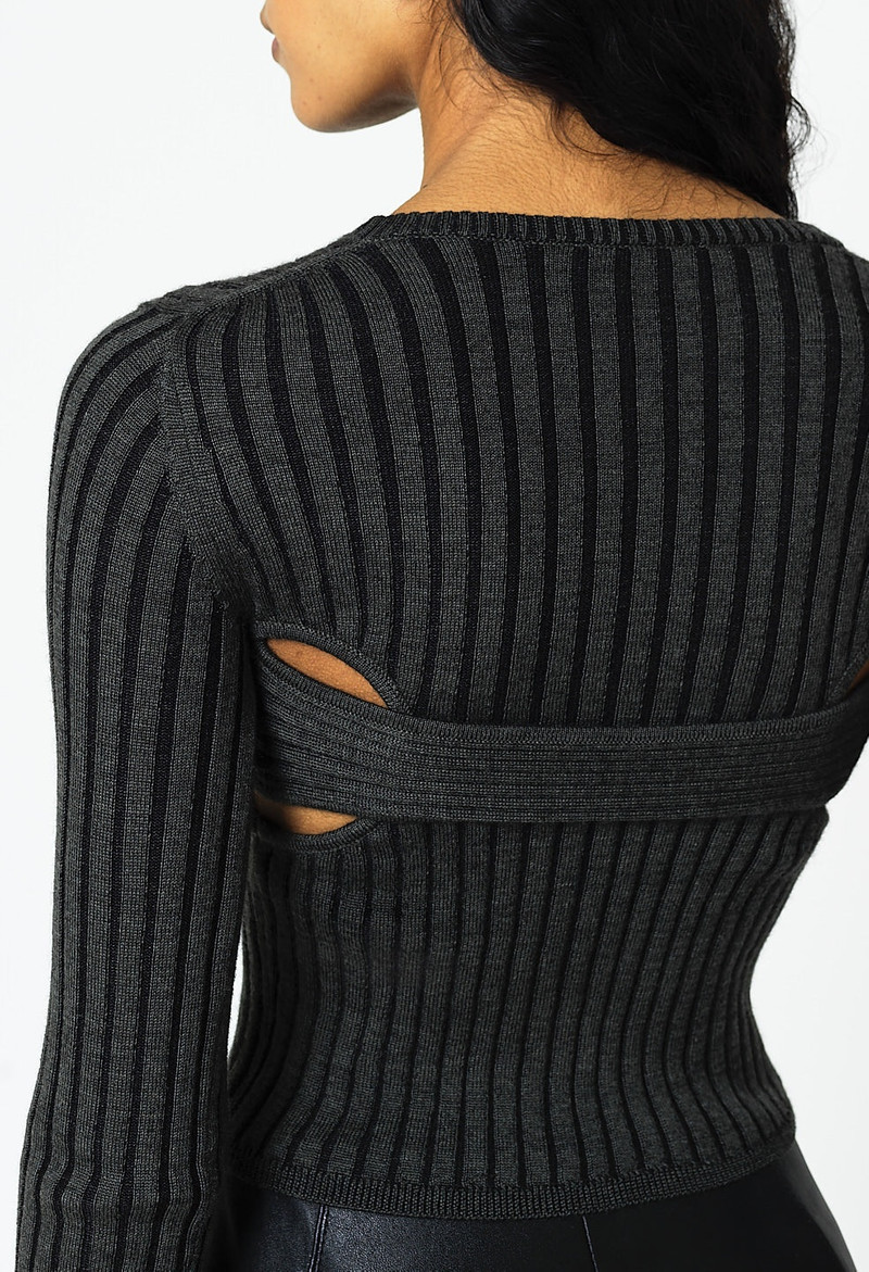 REVEAL SILK CASHMERE RIB CROPPED CREW 7