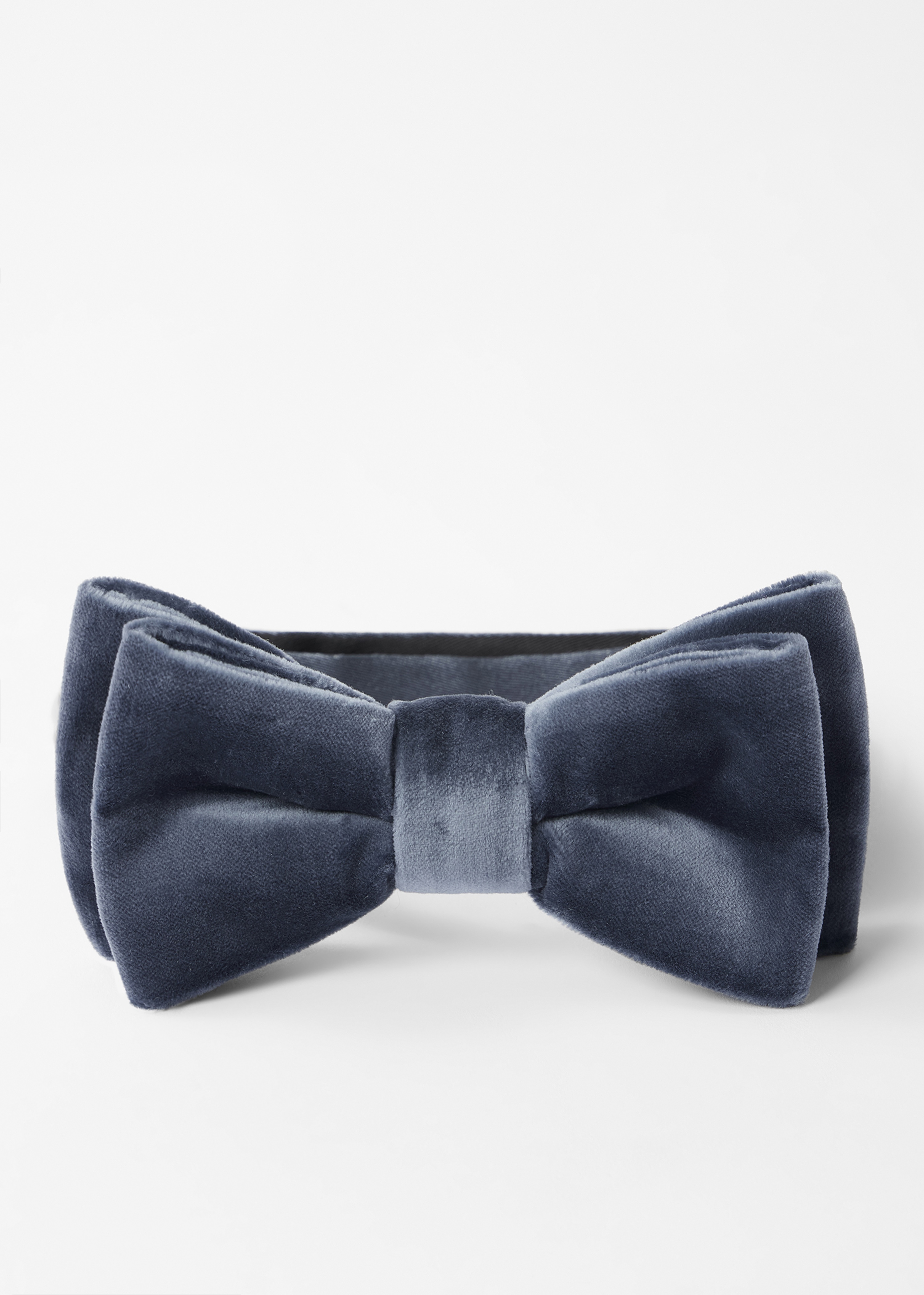 Steel Blue Velvet Pre-Tied Bow Tie - 3