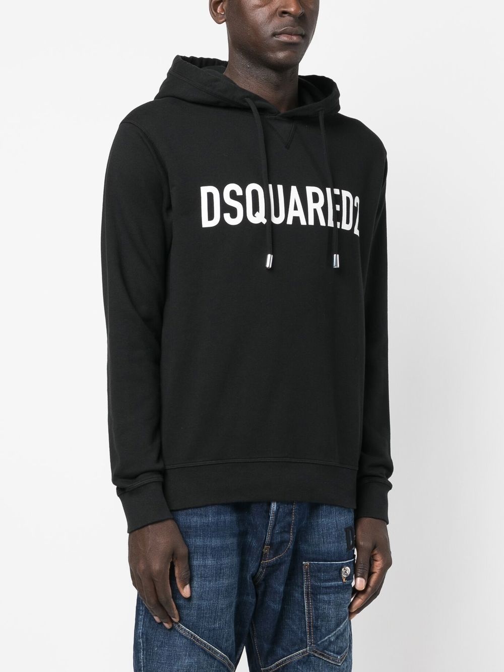 logo-print cotton hoodie - 3