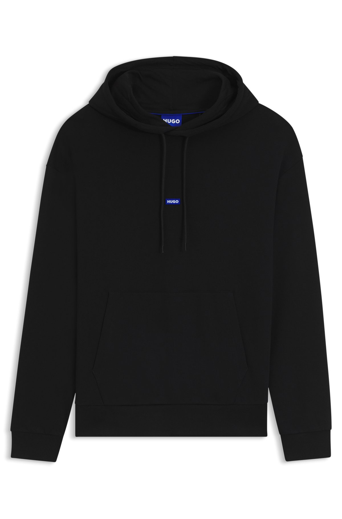 COTTON-TERRY HOODIE WITH BLUE LOGO LABEL - 1