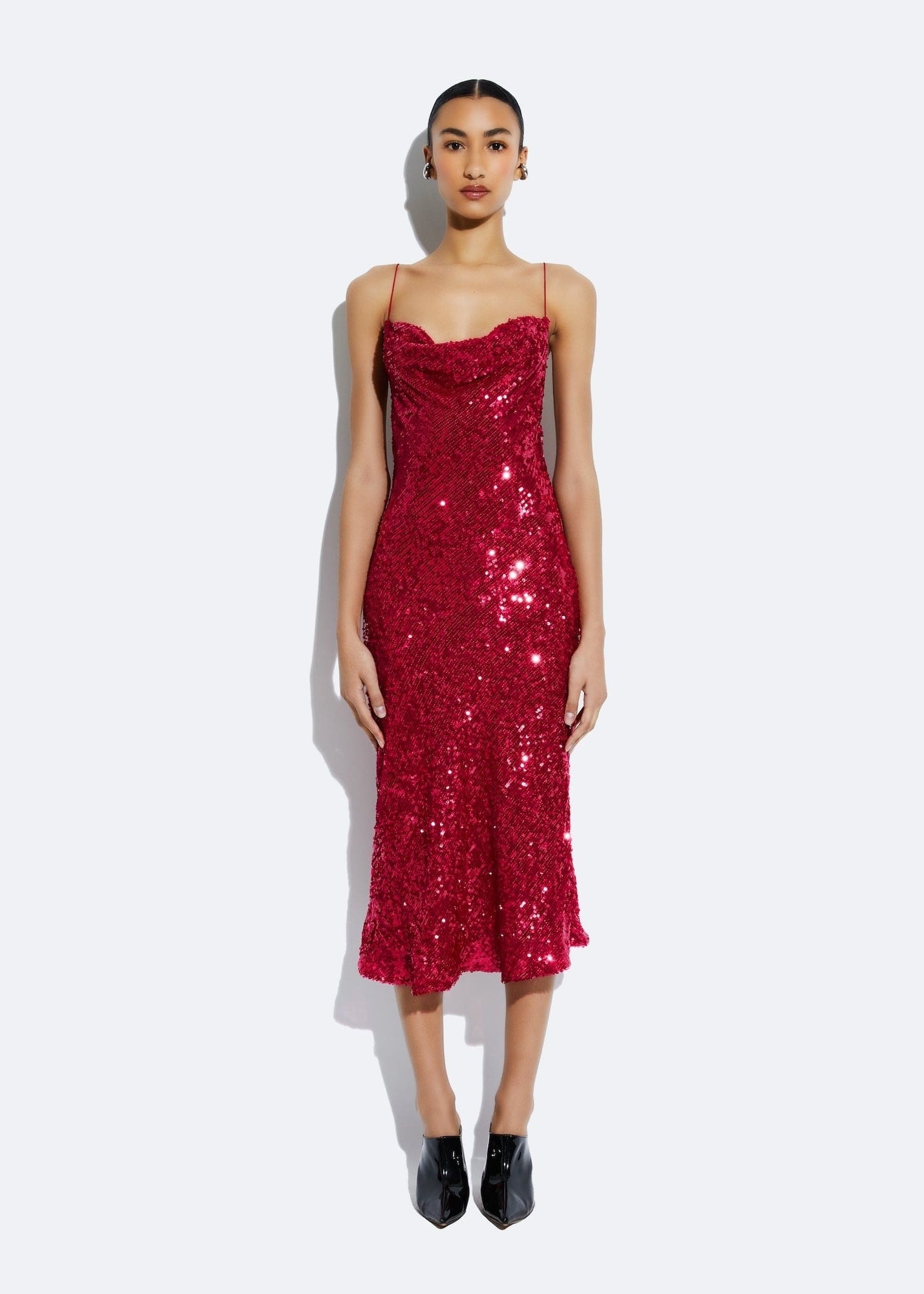 Sequin Cowl Midi Dress - 2