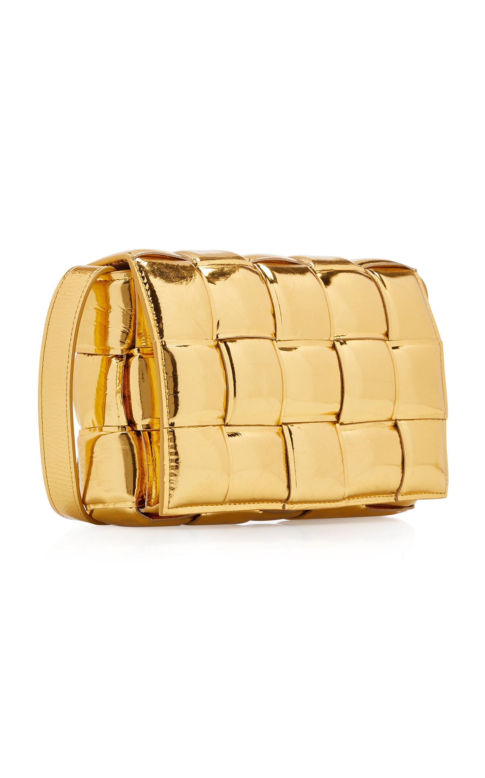 The Padded Cassette Metallic Leather Bag gold - 5