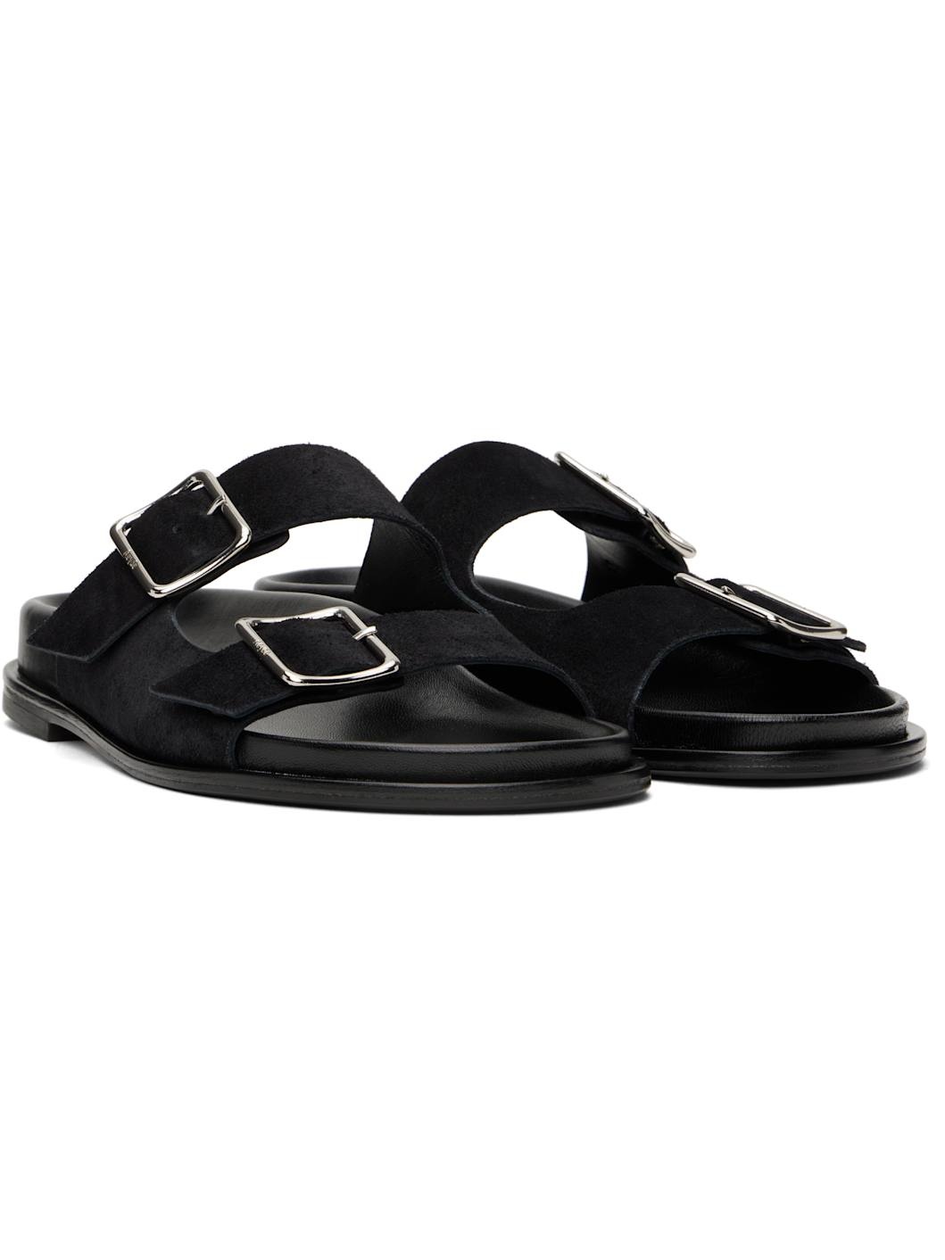 Black Meena Leather Sandals - 4