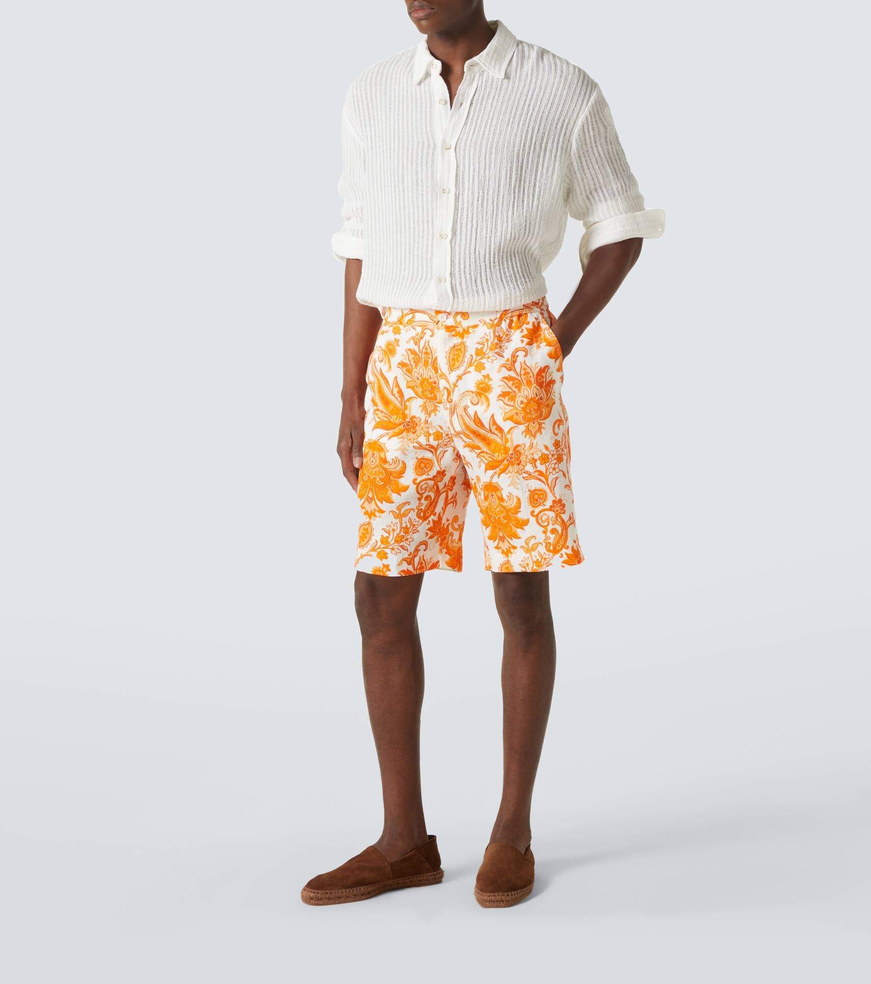 Printed linen Bermuda shorts - 2