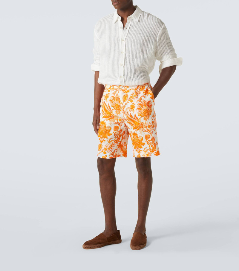 Etro Printed linen Bermuda shorts outlook