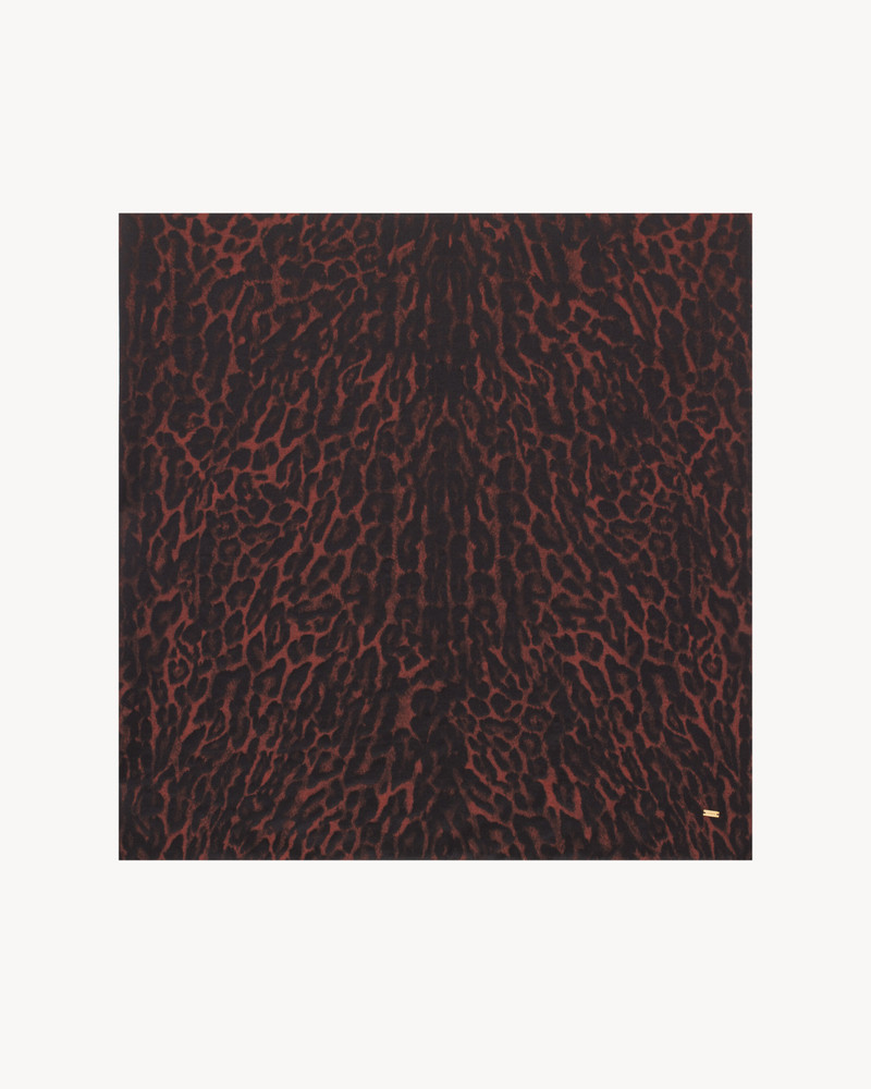 SAINT LAURENT LARGE SQUARE SCARF IN LEOPARD SILK AND CASHMERE outlook