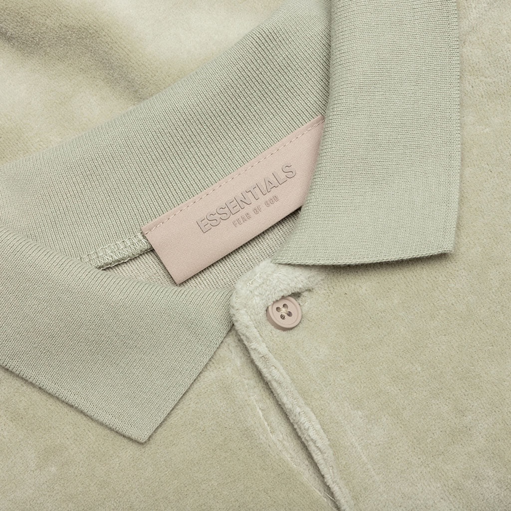 FEAR OF GOD ESSENTIALS WOMEN'S VELOUR SLEEVELESS POLO - SEAFOAM - 3