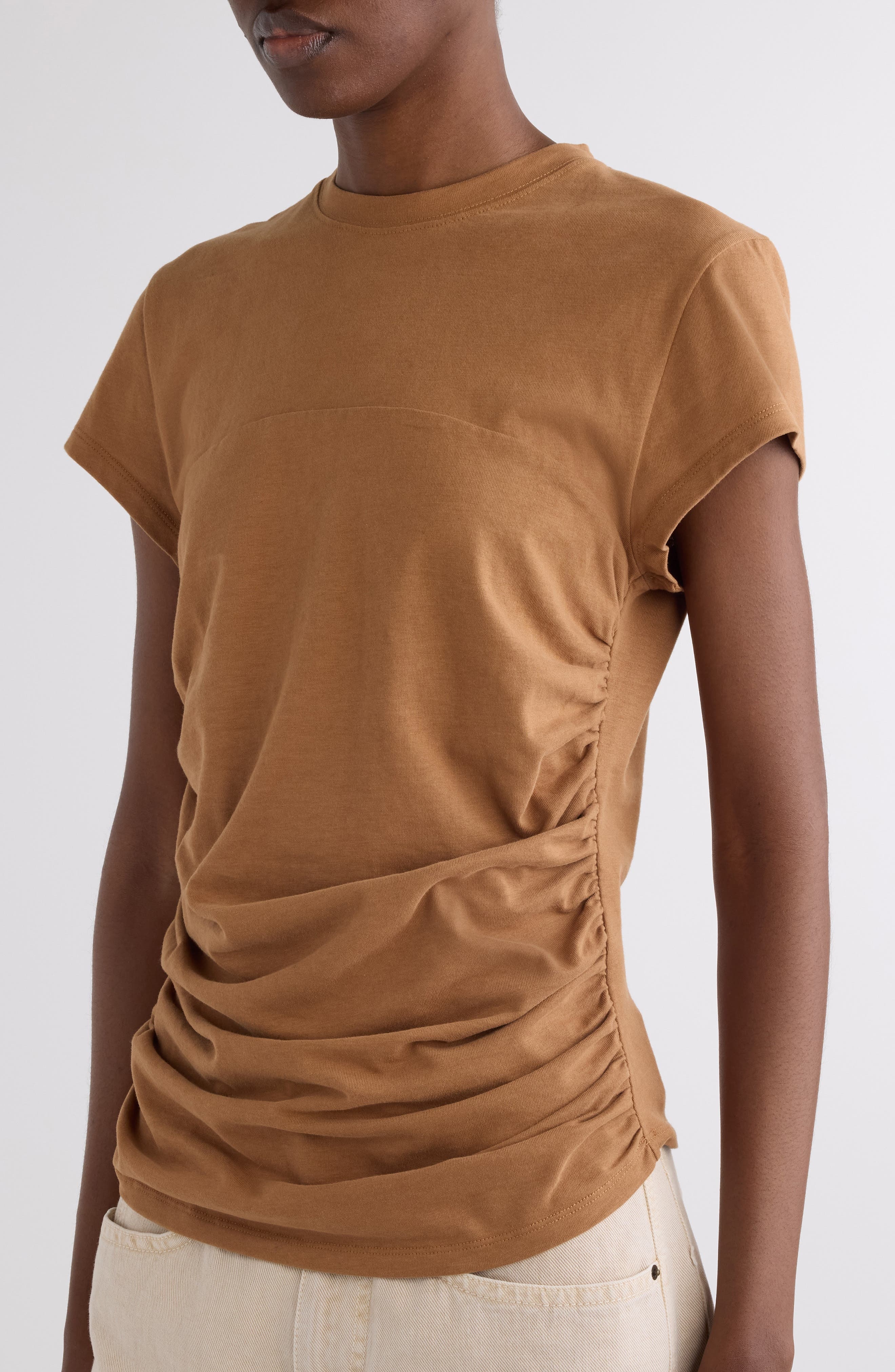 Isabel Marant Maelie Ruched T-Shirt in Caramel at Nordstrom - 5