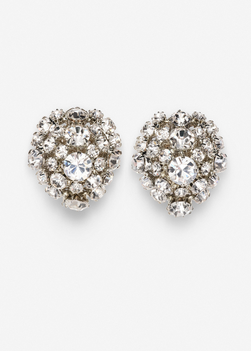 Crystal-embellished cluster stud clip earrings in silver 1