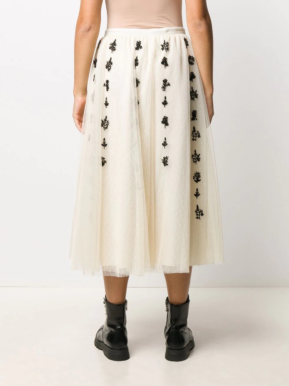 beaded-embellished tulle midi skirt - 4