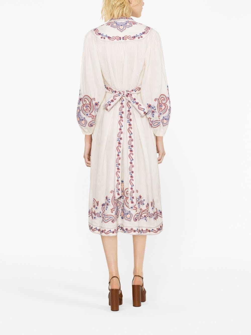 Devi floral-embroidery midi dress - 3
