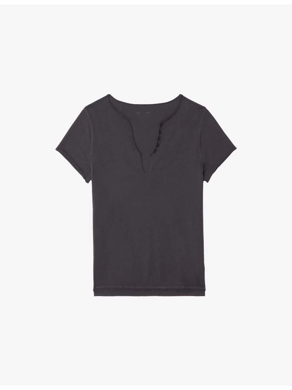 Regular-fit button-neck cotton T-shirt - 1