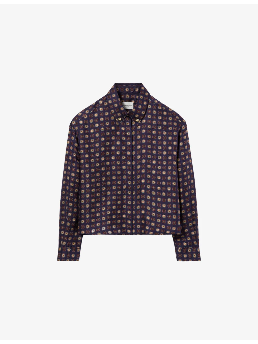 Long-Sleeved Abstract-Print Silk Shirt - 1