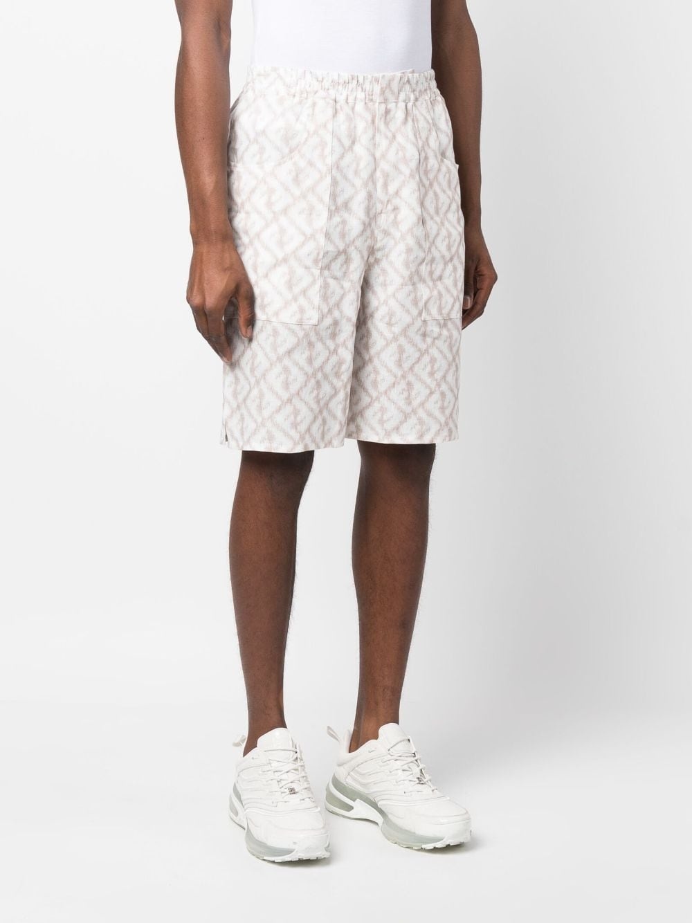abstract-print linen shorts - 3