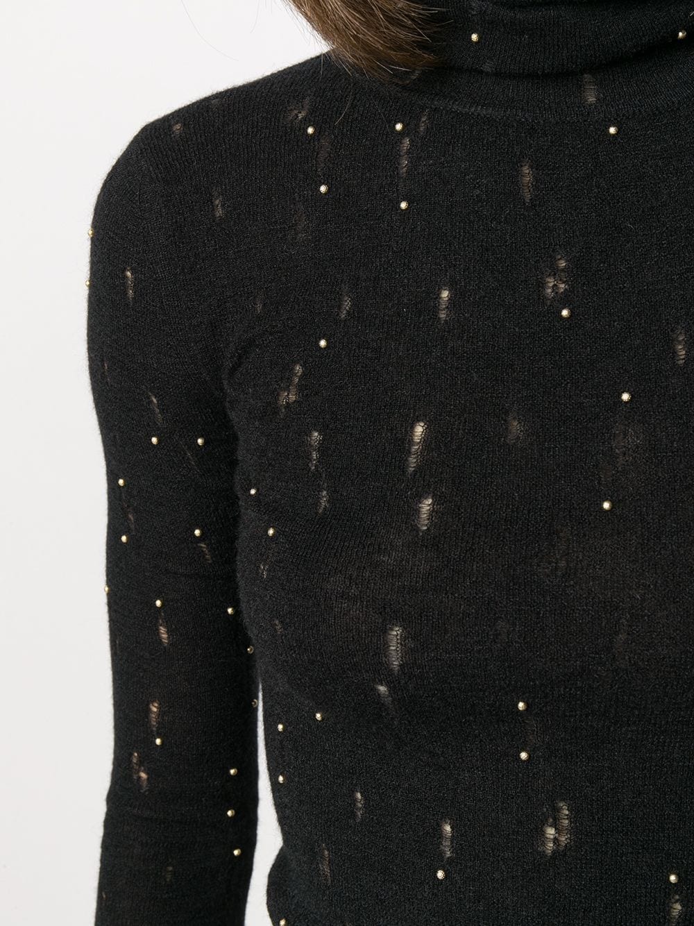 ripped-detail roll-neck top - 5