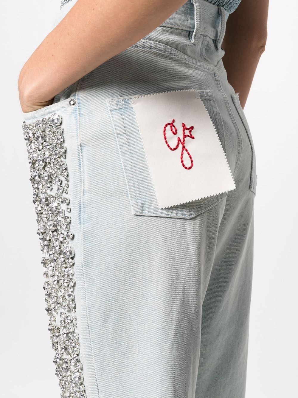 Kim cabochon-crystal bleached jeans - 5