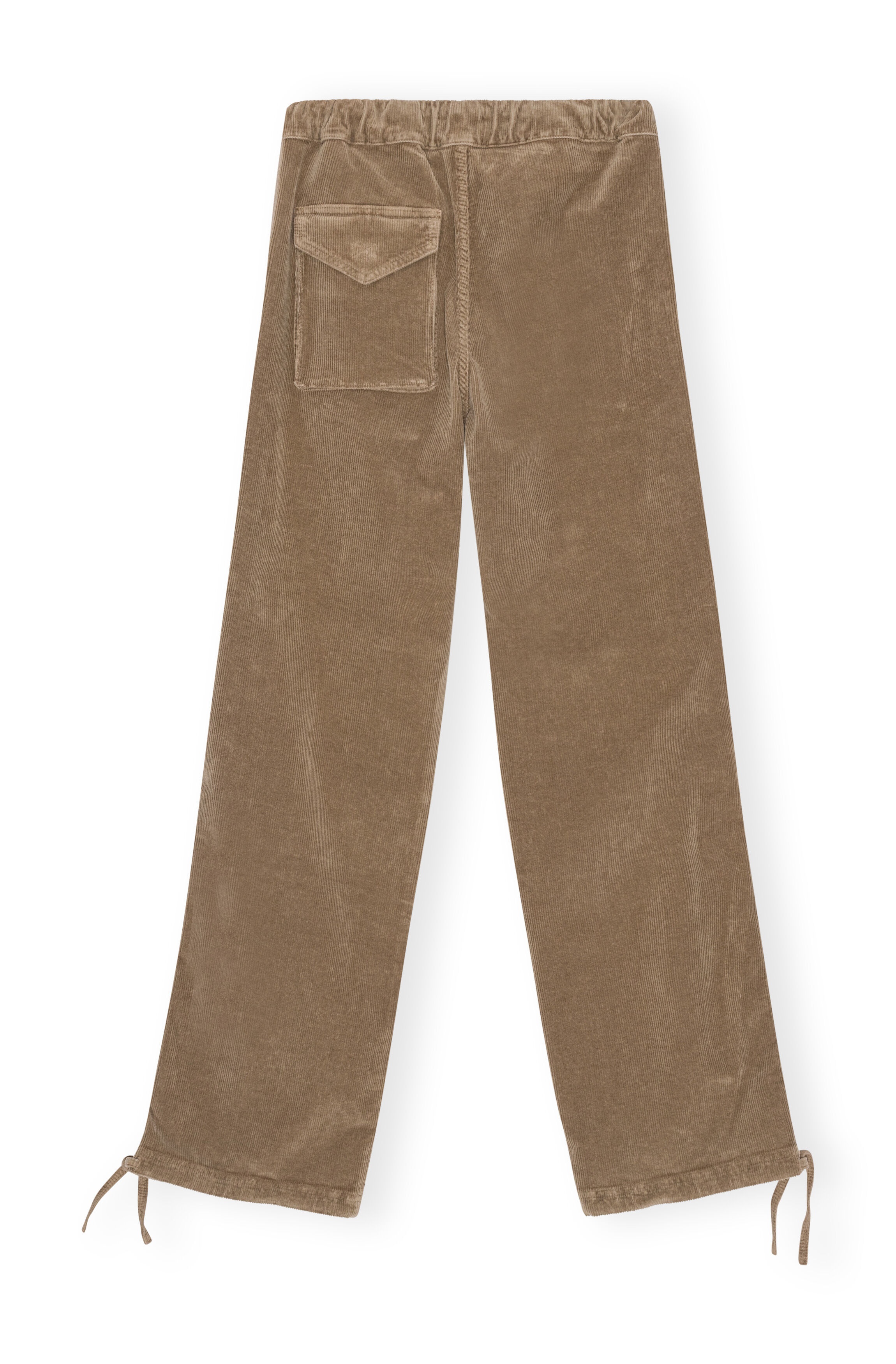 BROWN WASHED CORDUROY DRAWSTRING PANTS - 1