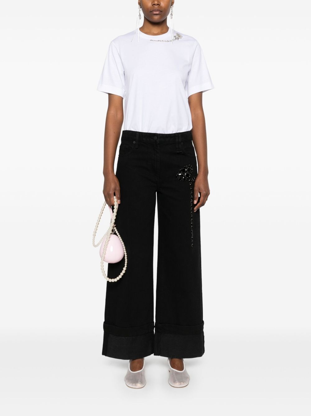 Carnation-embellished jeans - 2