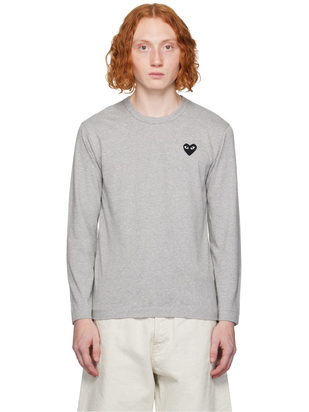 Gray Heart Patch Long Sleeve T-Shirt - 1