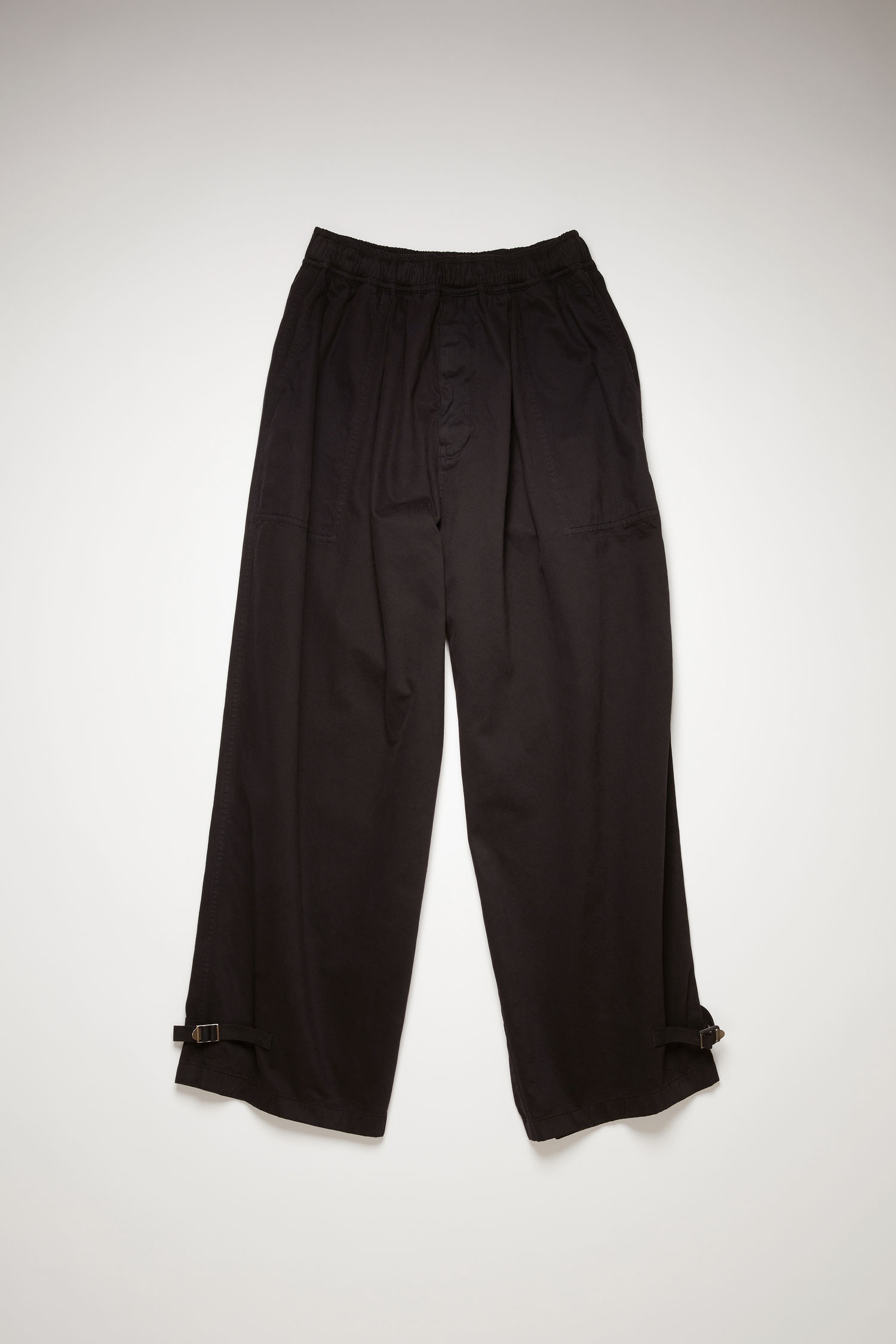 Wide-leg cotton trousers black - 5