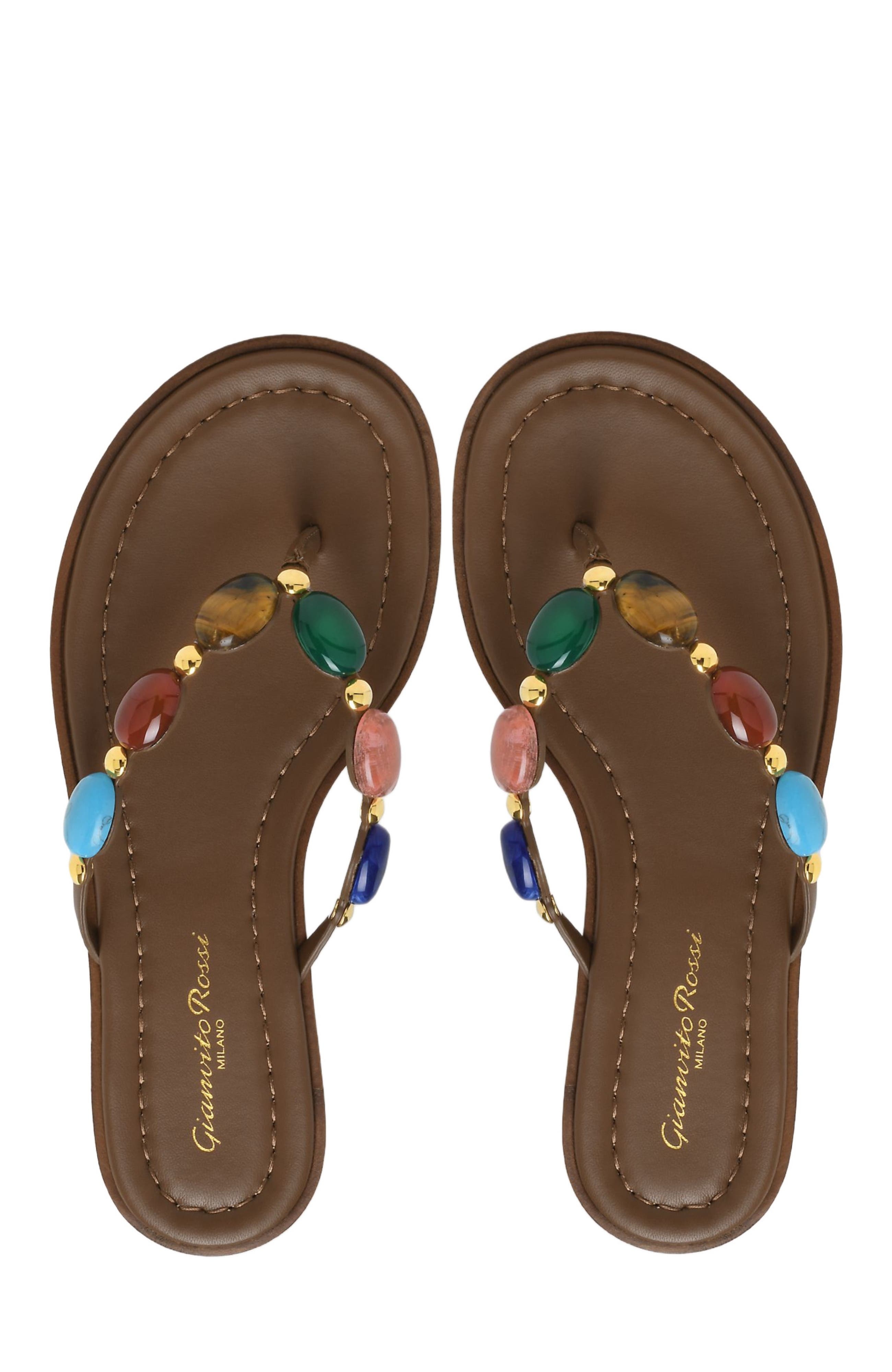 Gianvito Rossi Shanti Thong 05 Flats in Brown at Nordstrom - 3