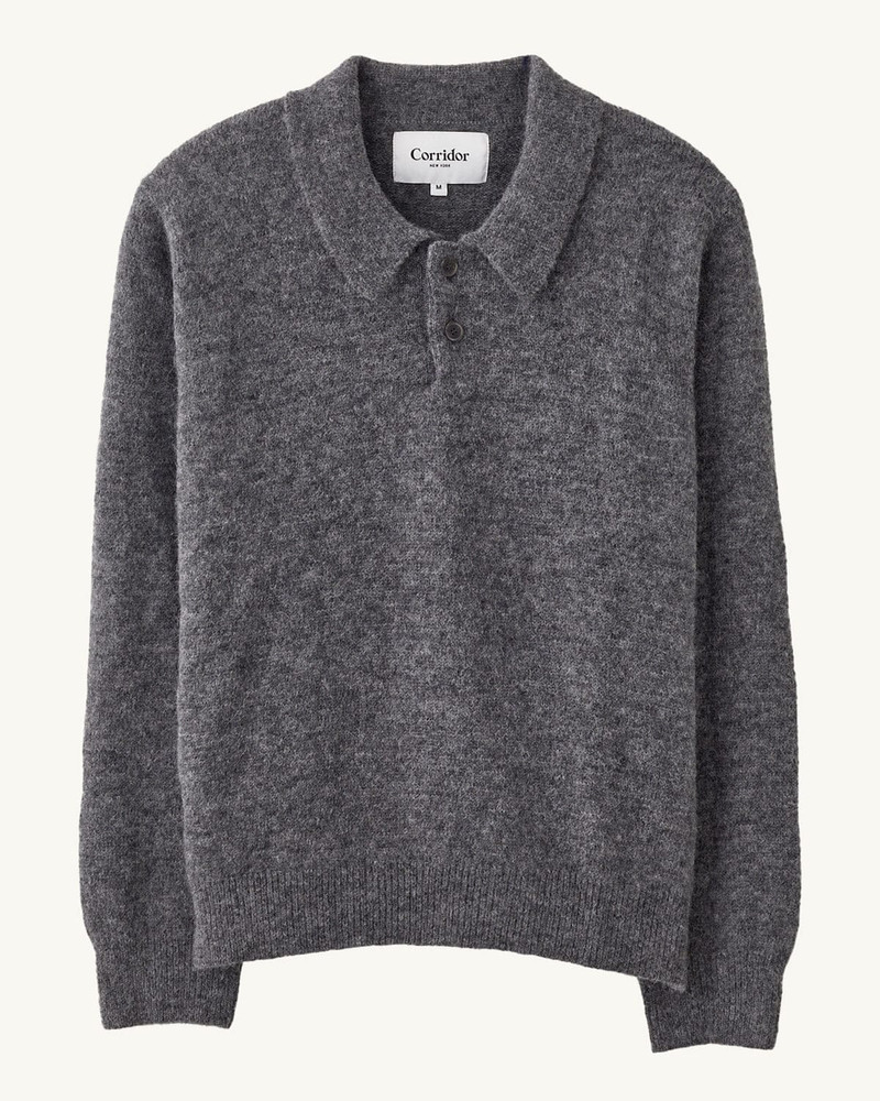 BRUSHED ALPACA POLO - CHARCOAL 1