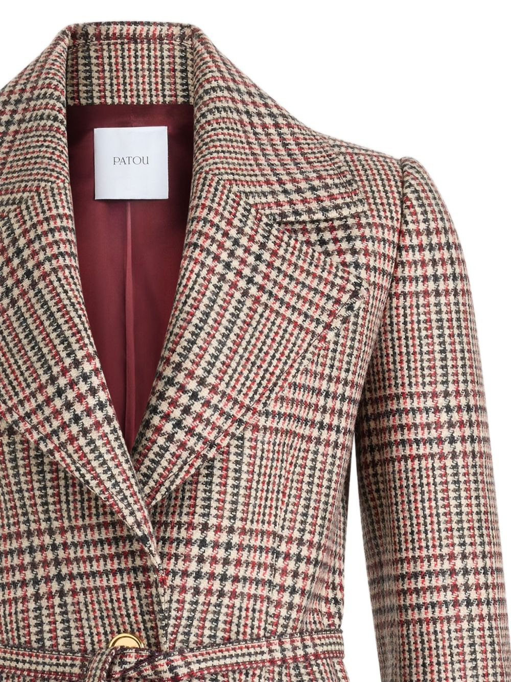 checked belted blazer - 5