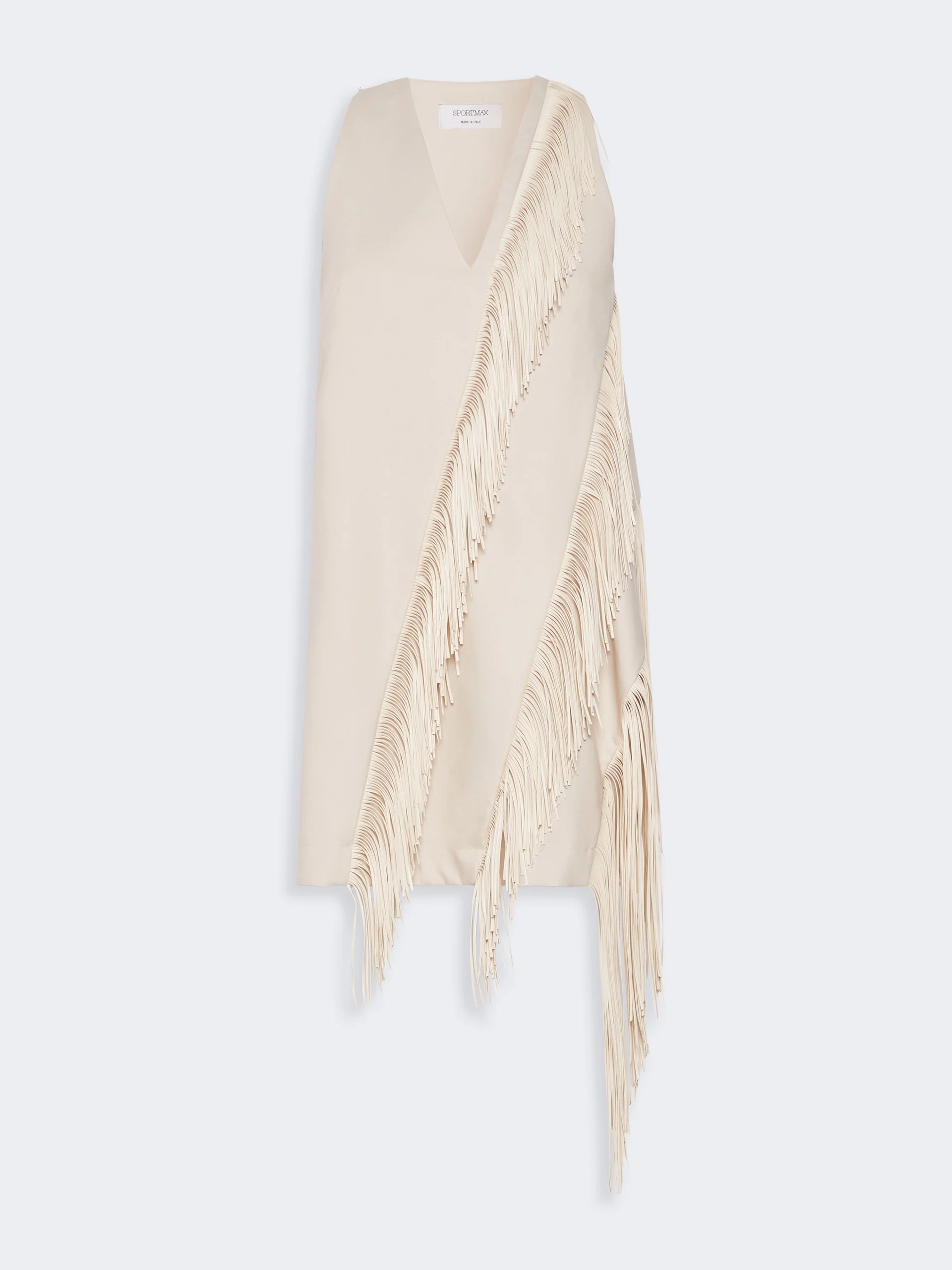 GALOSCE Fringed twill mini dress - ECRU - 1