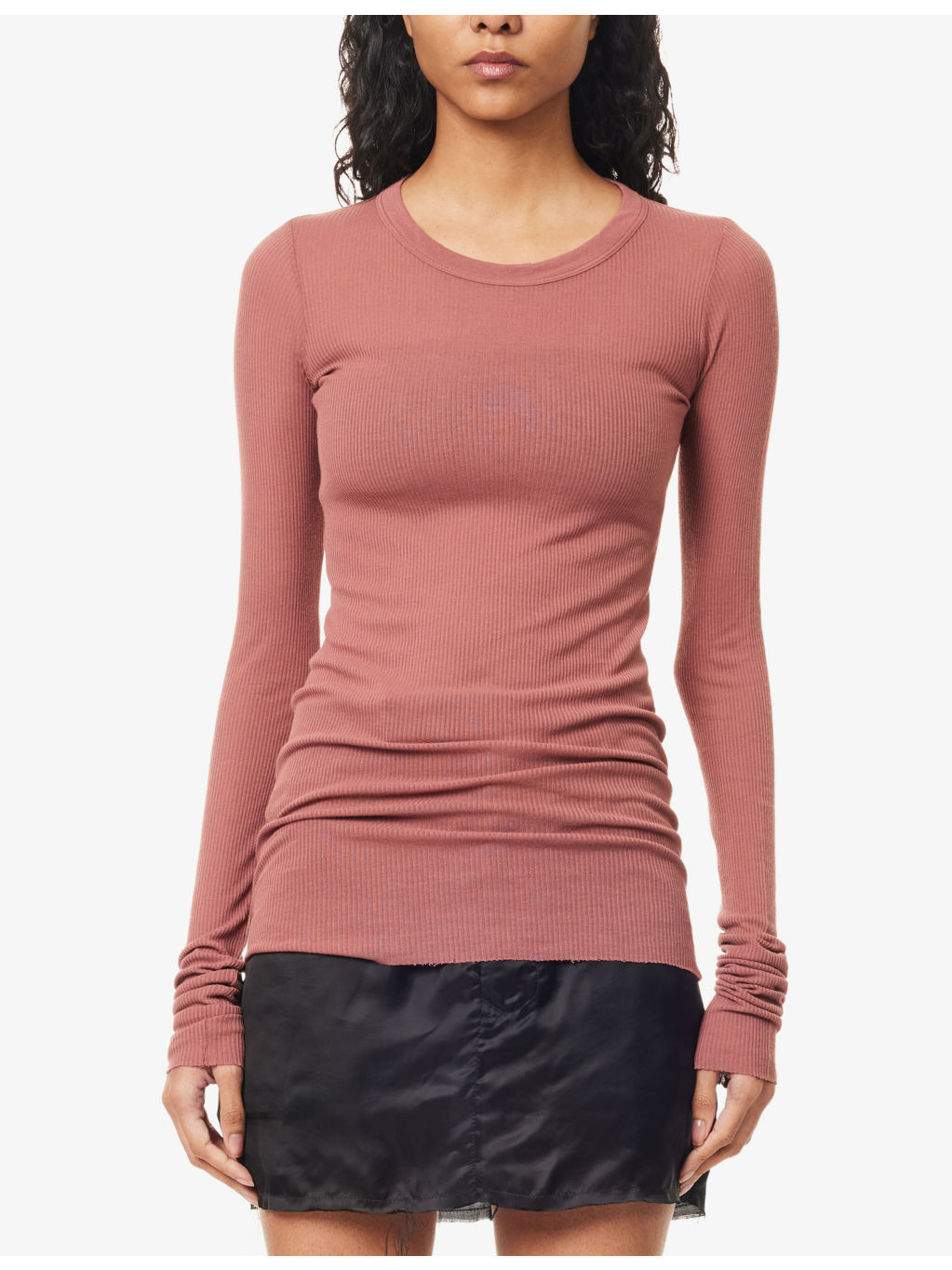 Ribbed Long-Sleeves Woven Top - 3