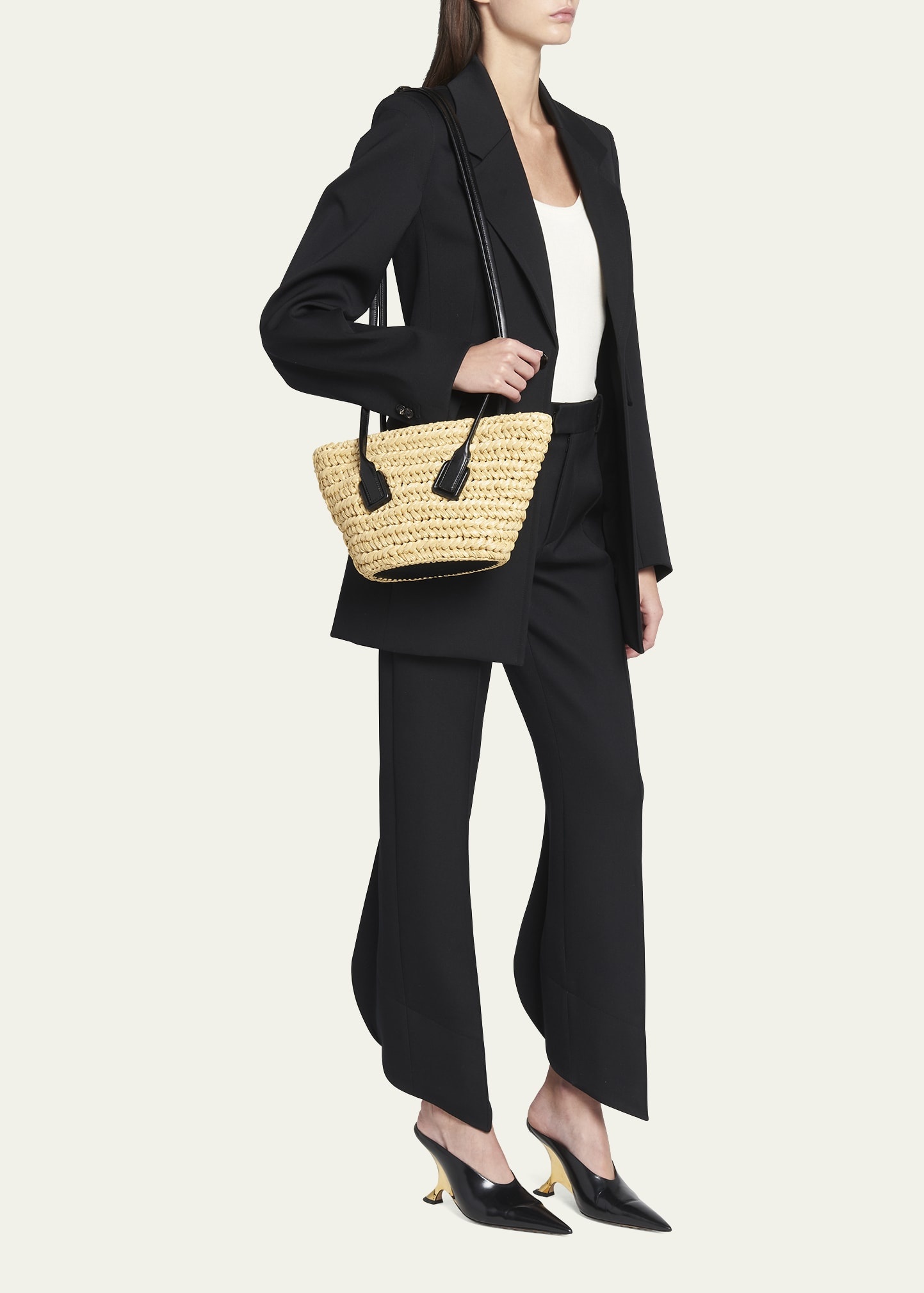 Bottega Veneta Arco Small Crochet Raffia Shoulder Bag