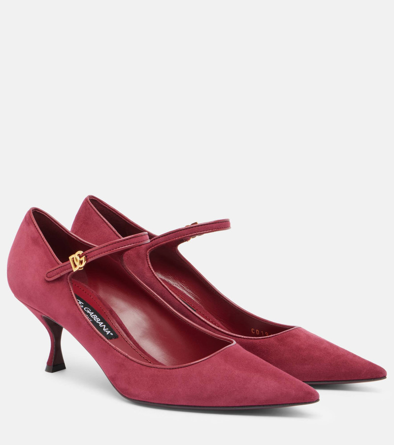 DG leather-trimmed suede Mary Jane pumps 1
