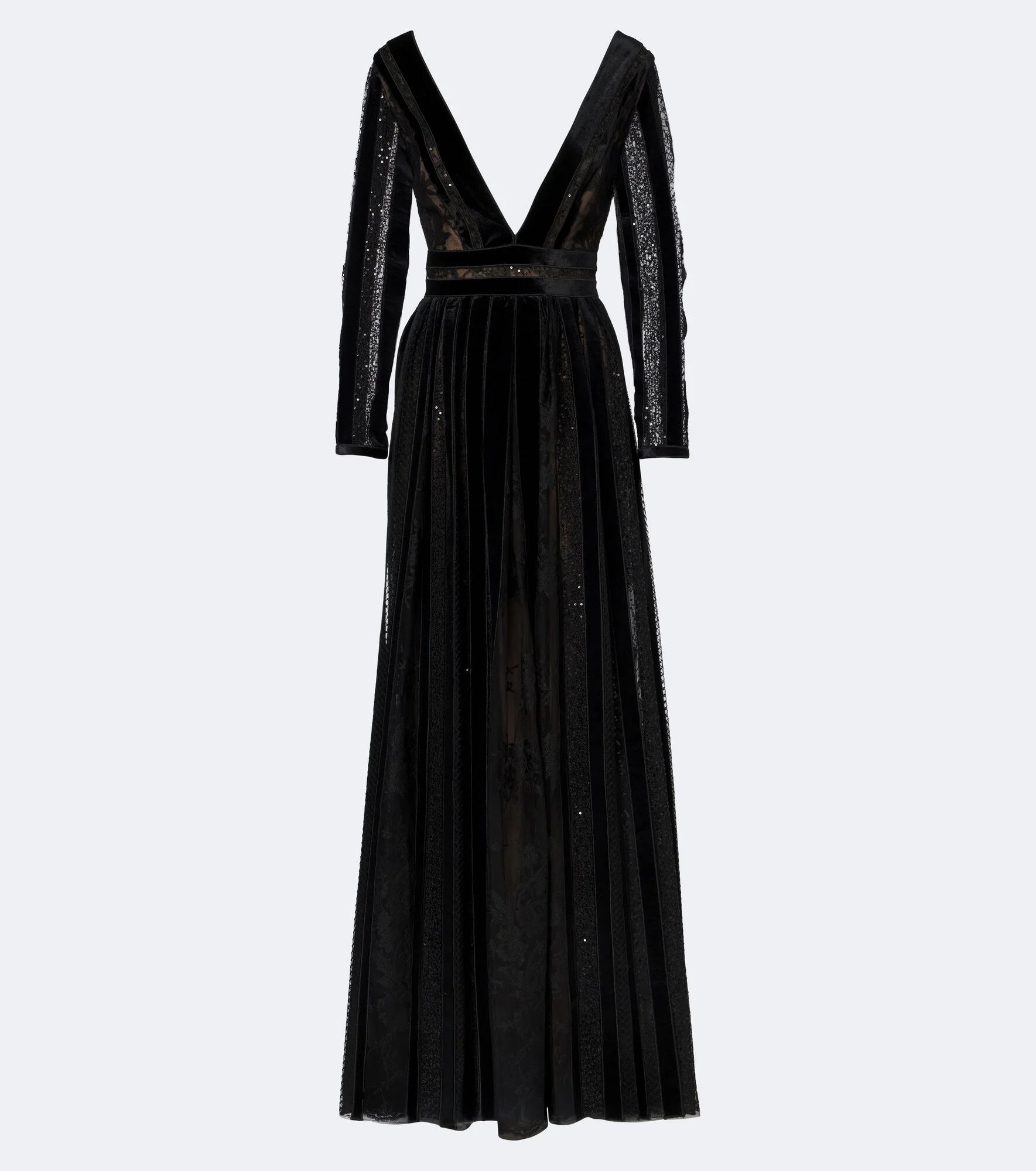 Malena sequined lace and velvet gown - 1