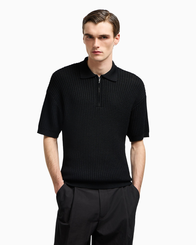 GIORGIO ARMANI SHORT-SLEEVED POLO SHIRT IN A RIBBED VISCOSE BLEND outlook