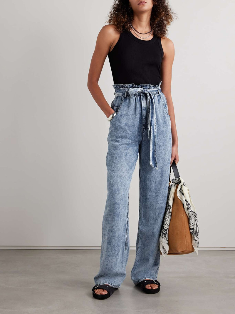 Isabel Marant Étoile Priana belted Lyocell-chambray wide-leg pants outlook