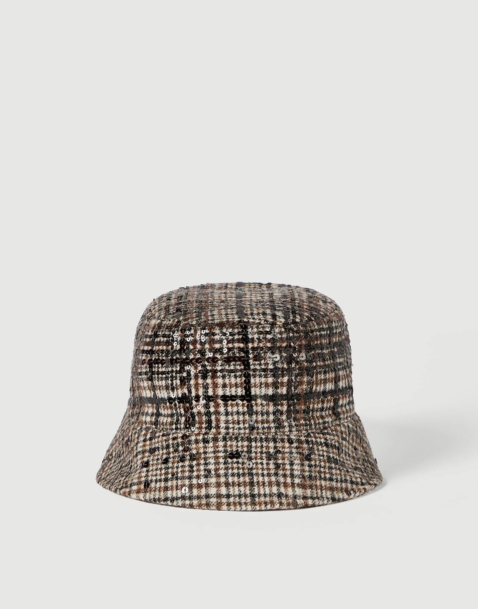 Water-resistant checked alpaca and wool bucket hat with dazzling degradé embroidery - 1