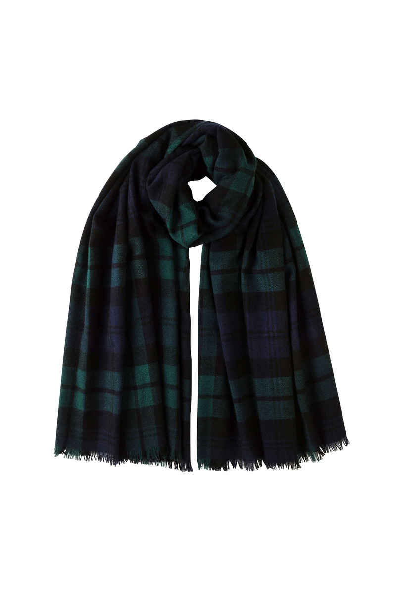 Lightweight Cashmere Black Watch Tartan Stole 1
