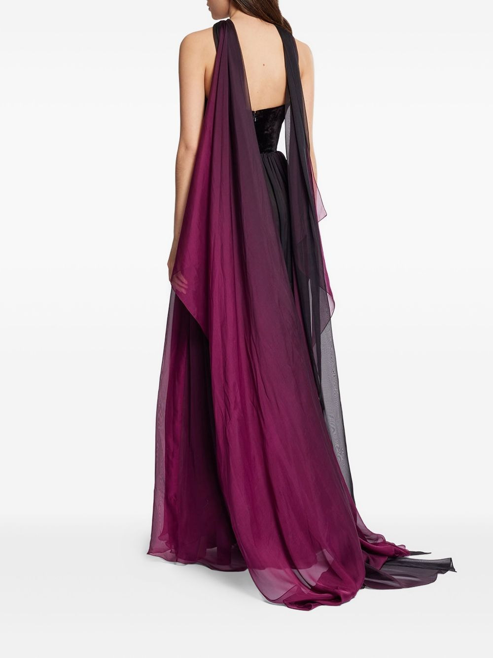 velvet-panel maxi dress - 2