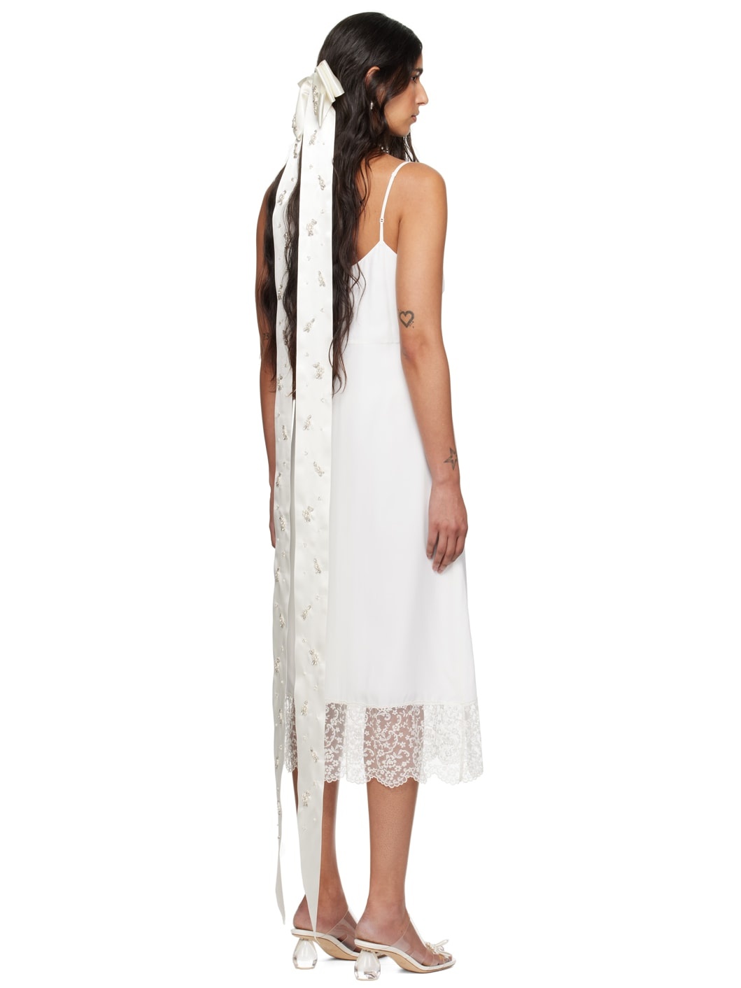 SSENSE Exclusive White Front Bow Slip Dress - 3