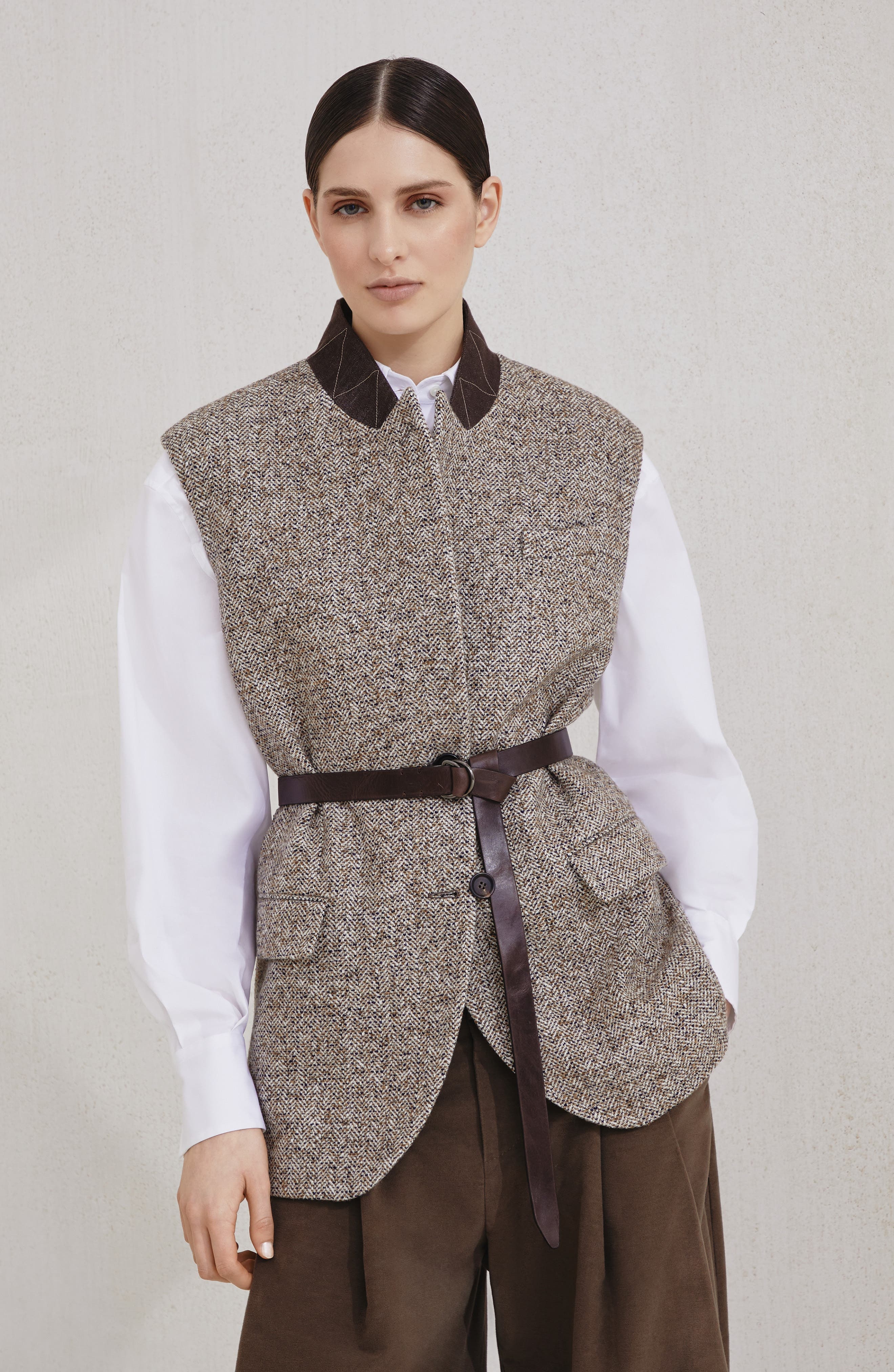 Brunello Cucinelli Flecked chevron vest in Rope at Nordstrom - 2