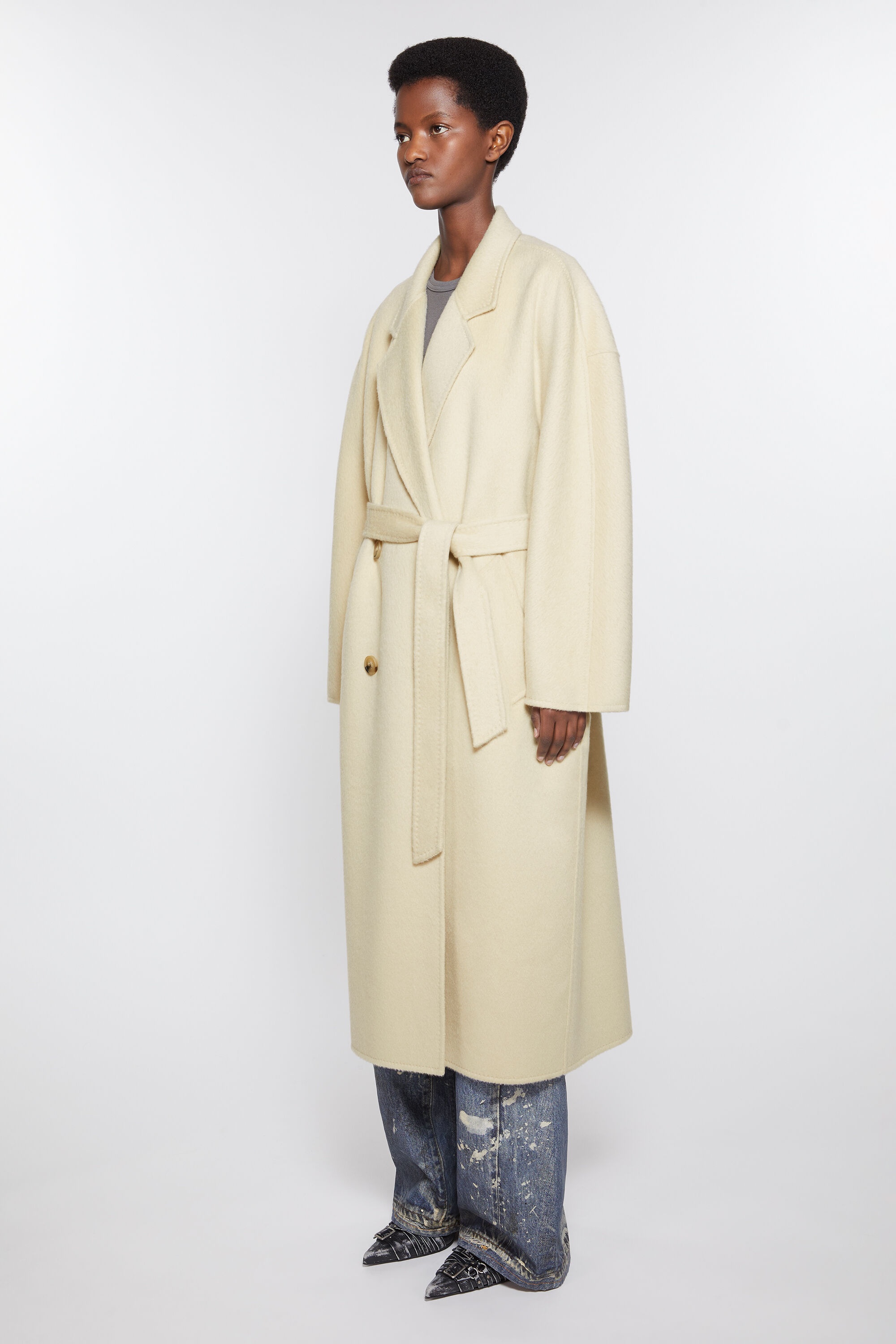 Double-breasted wool coat - Clay beige - 3