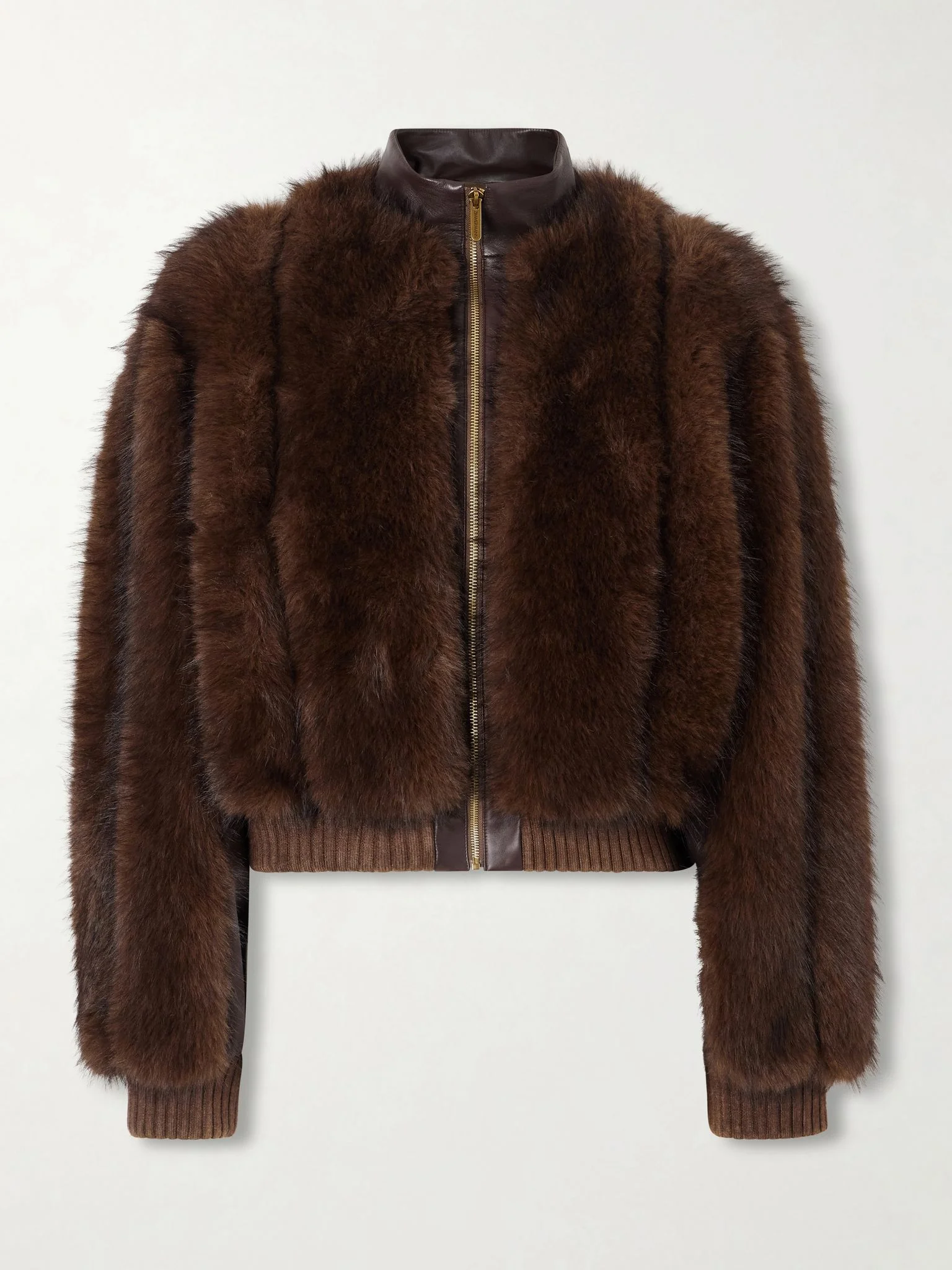 Valiant plush bomber jacket Brown - 1