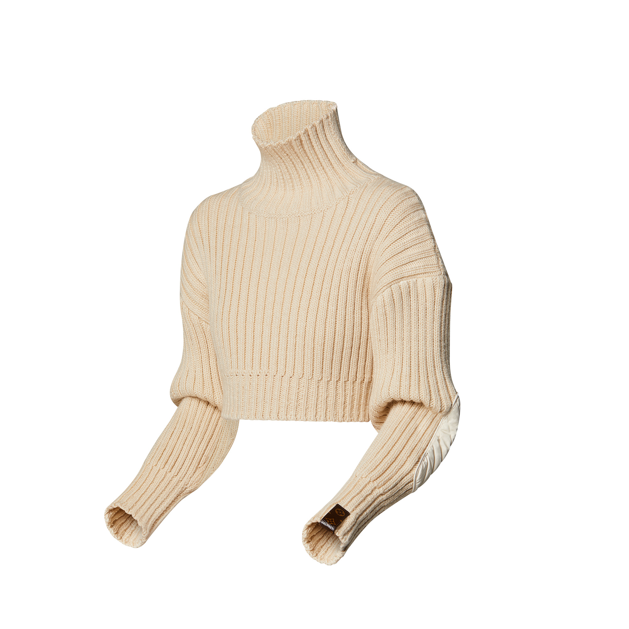 Elbow Patch Cropped Turtleneck Pullover - 2